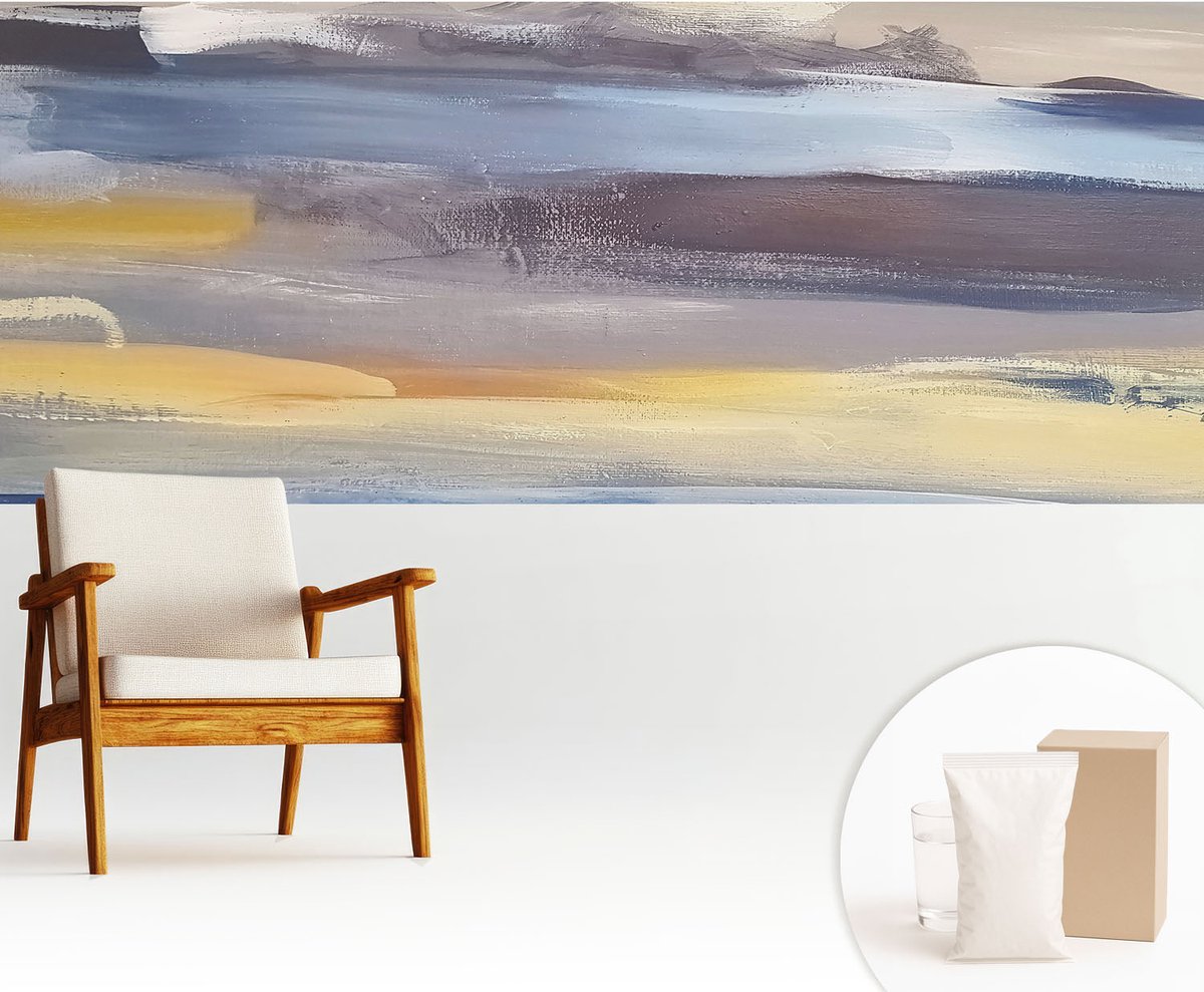 Wallfluent Fotobehang - Blauw Vliesbehang - 250x104 cm - Vreedzaam Landschap Muurschildering - Gang behang Abstractie - Fotobehang Vlies - Slaapkamer behang
