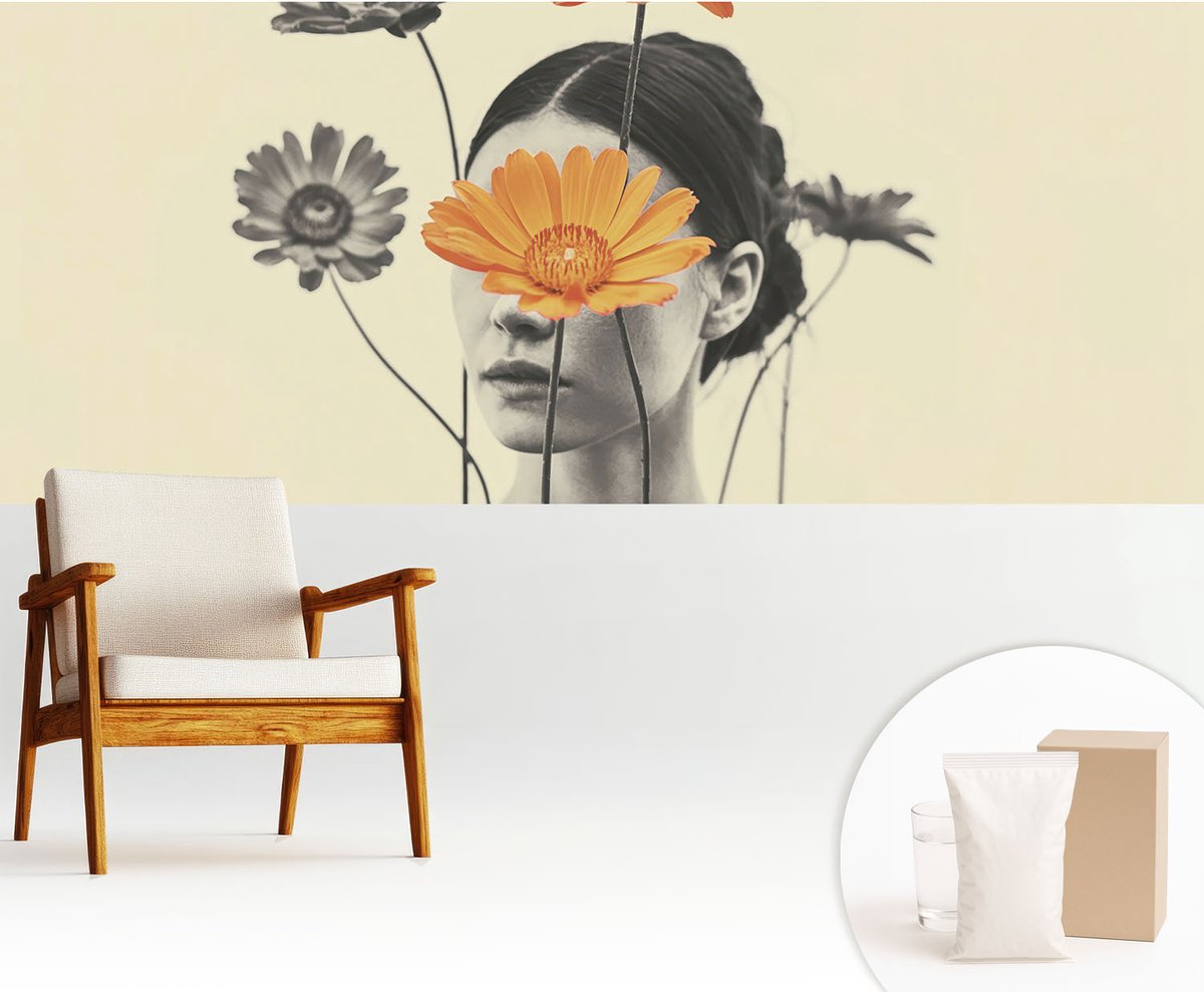 Wallfluent Fotobehang - Wit Vliesbehang - 250x104 cm - Surrealistische Visie Muurschildering - Slaapkamer behang Mensen - Fotobehang Vlies - Slaapkamer behang