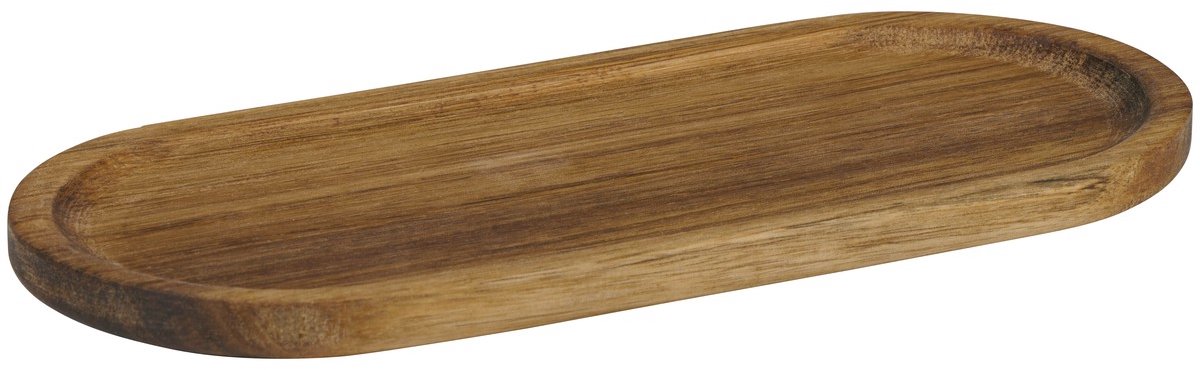 alpina Ovaal Dienblad - Gemaakt van Acacia Hout - Serveerdienblad voor het Serveren van Hapjes en Snacks - Compact en Stijlvol Ontwerp - Afmetingen 22,5x10x1,2 cm - Kleur Lichtbruin