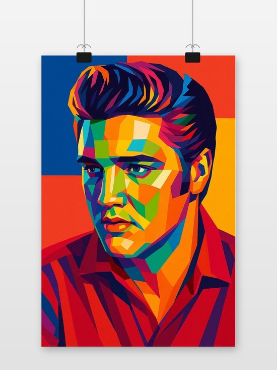 Elvis Presley Poster - Muziek Posters - Pop Art - Celeb - Muzieklegende - Wanddecoratie Woonkamer - 180 gram papier - S6709WV - Formaat 50 x 70cm
