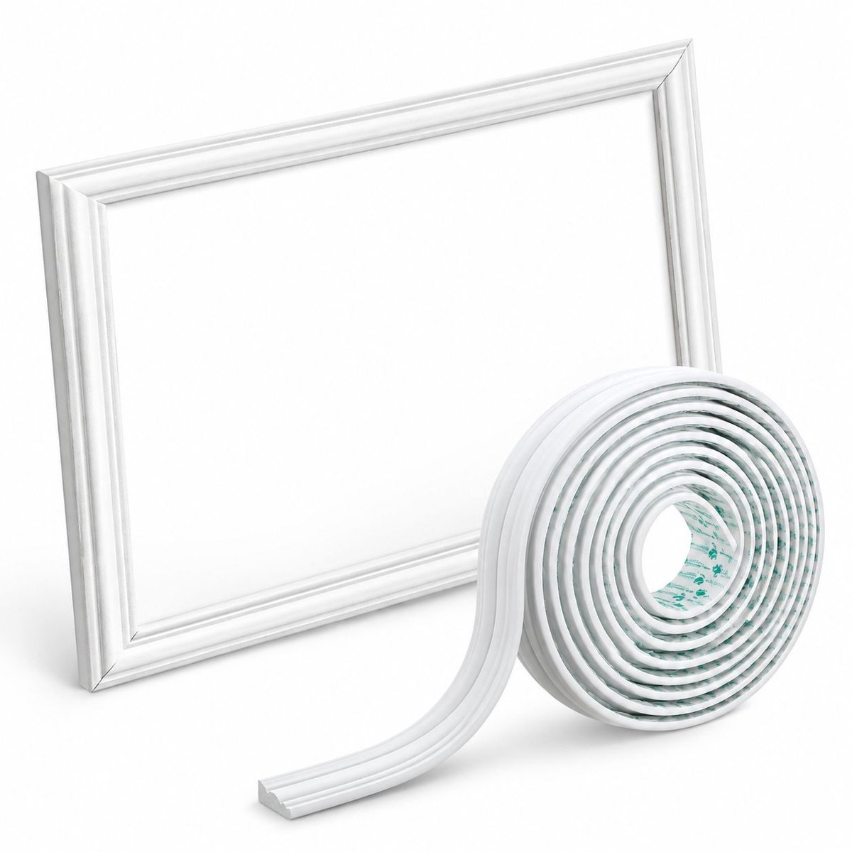 VHV - Decoratieve zelfklevende - Zelfklevende wandstrips - Zelfklevende decoratielijst - Wit - 3,8x300 cm - Flexibele plakplint - voor woningdecoratie