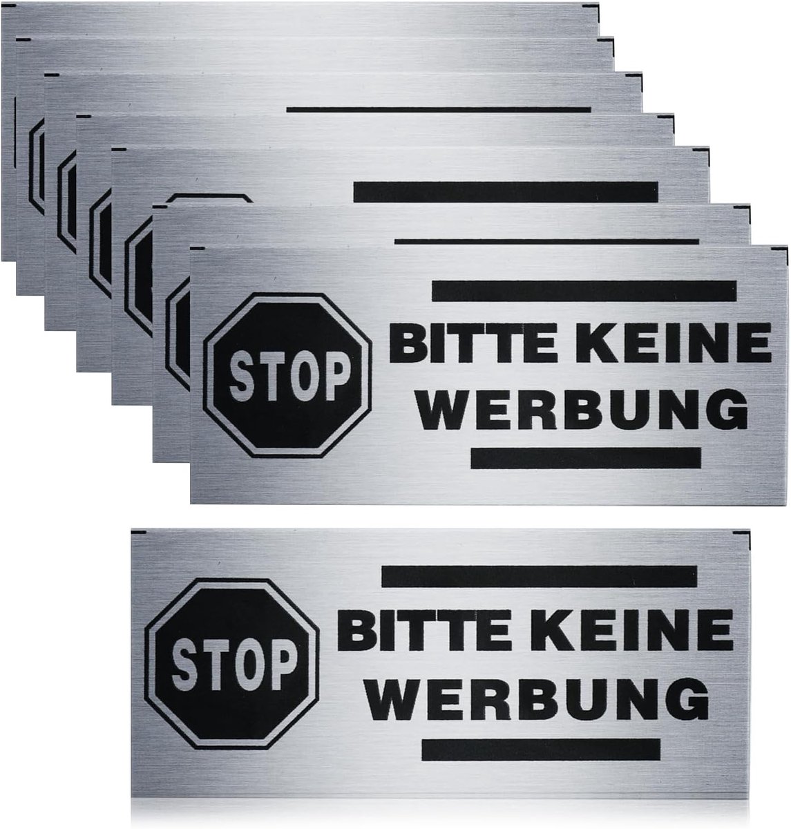 Sticker set 8 stuks - V2A roestvrij staal - zelfklevend met 3M plaklaag - ideaal voor brievenbus of deur - ShopVlot
