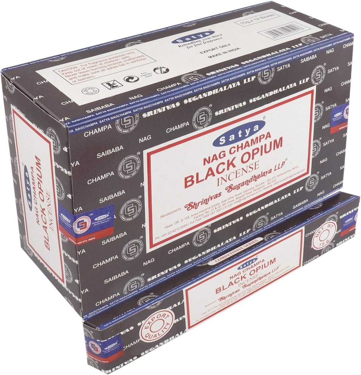 SATYA BLACK OPIUM incense sticks, 15 gr. x 12 packs = 180 grams. - ShopVlot