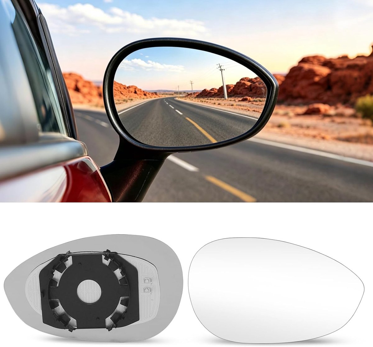 TTCR-II Spiegelglas passagierszijde, verwarmd, compatibel met Fiat 500 500C (312)/Punto Evo Grande Punto (199)/Linea - ShopVlot