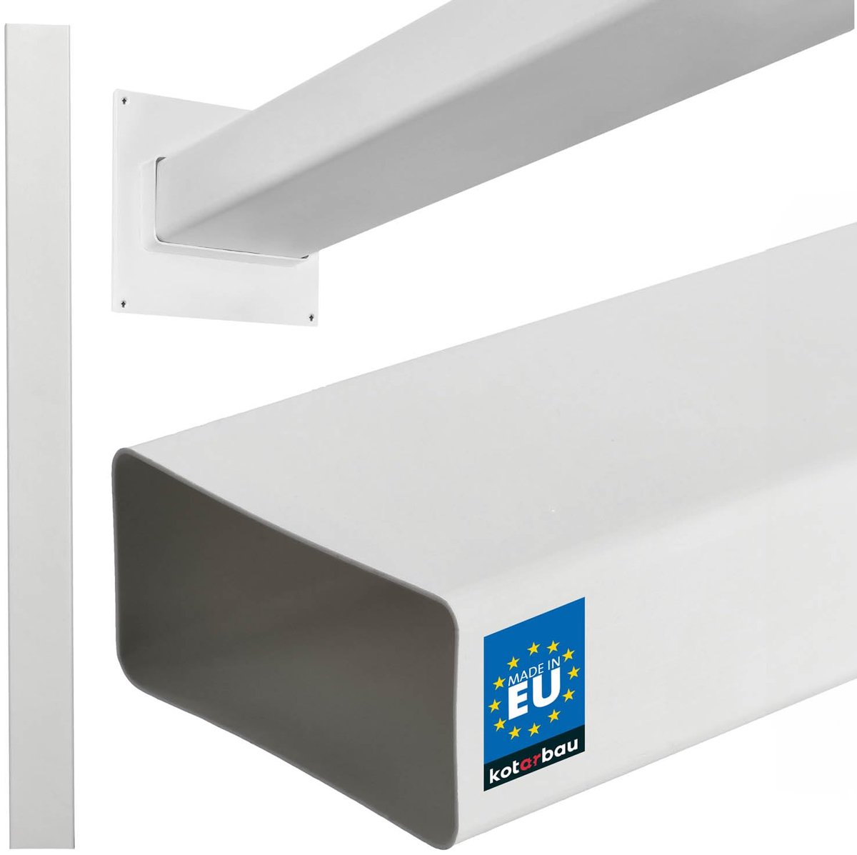 KOTARBAU® Plat Kanaal - Vlakkanaal 120 x 60 mm - Plat Luchtkanaal 150 cm Rechthoekig Ventilatiekanaal - Plat Kanaal - Ventilatiekanaal - Ventilatiebuis - Kabelgoot voor Kabels - Wit
