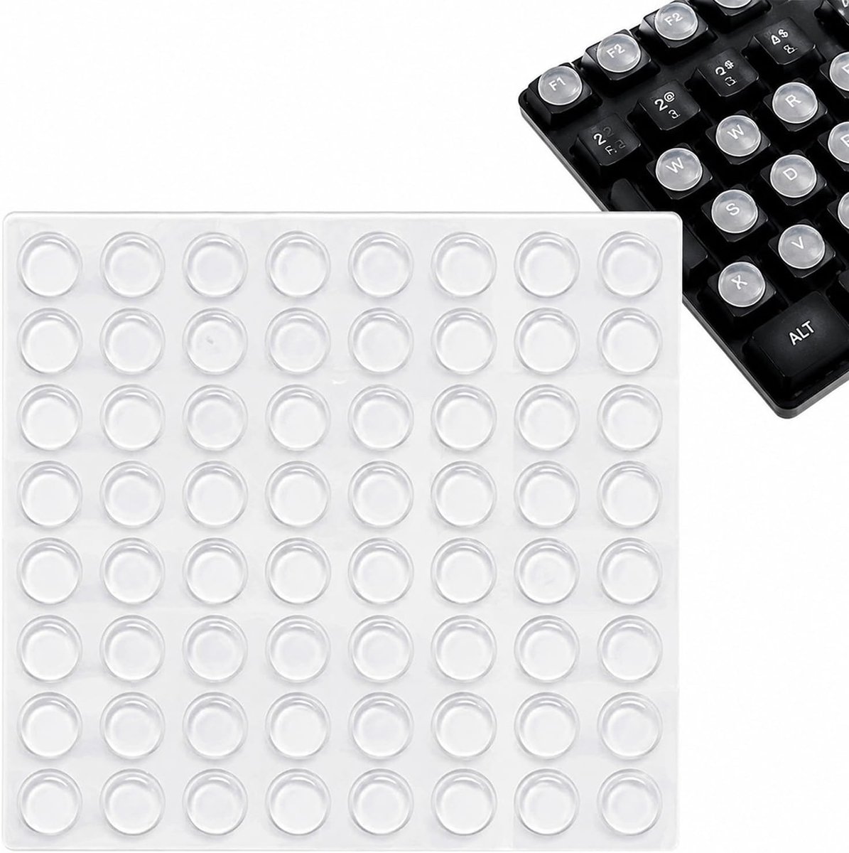 Siliconen toetsverhogingen 64 stuks - glanzend - antislip en zweetbestendig - perfect voor lange nagels - ShopVlot