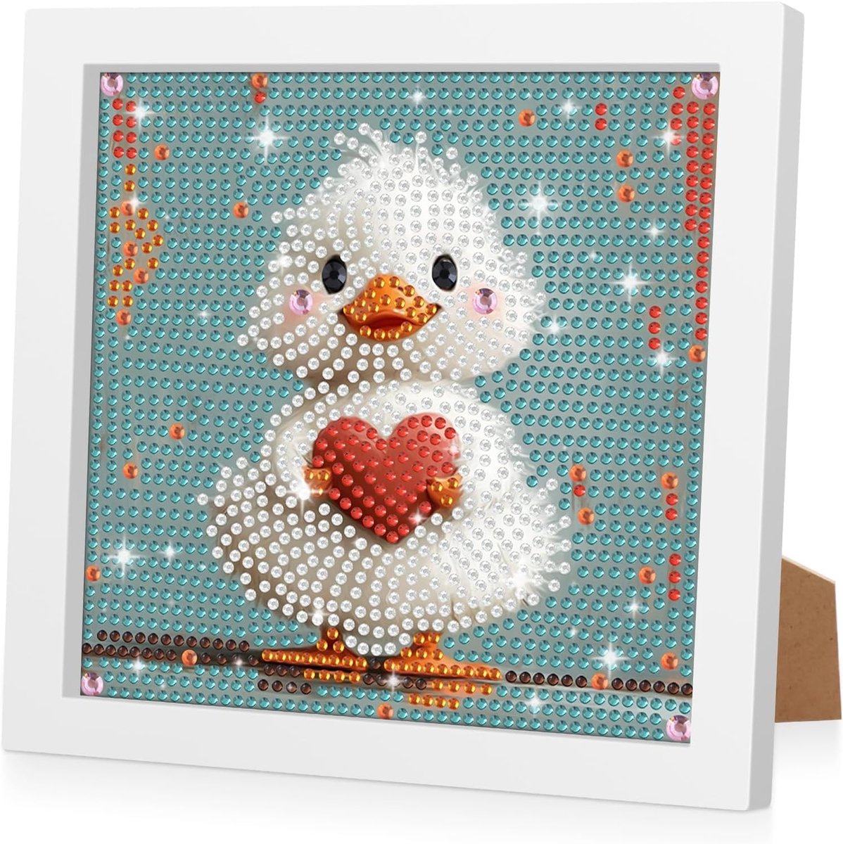 Diamantschilderij voor kinderen 7 x 7 inch - met frame - dierenkunst - creatief hobbyproject - ShopVlot