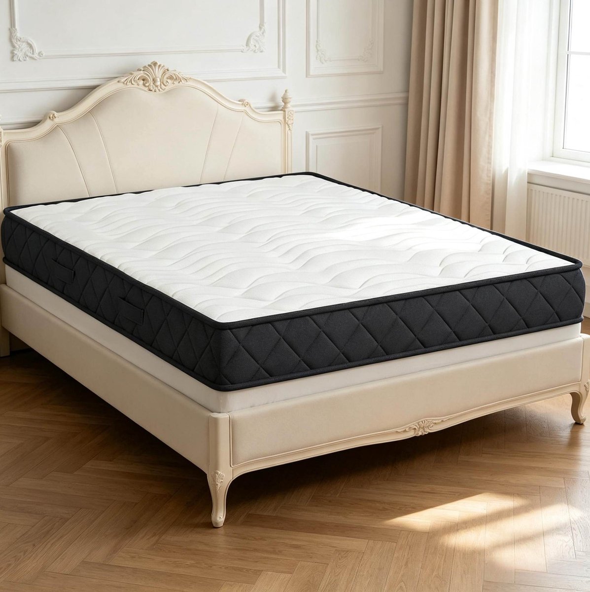 STILVORA Traagschuimmatras 140 x 190 cm – Drukverlagend Met Golfschuim – 20 cm Dik – Voor Verstelbare Bodem En Slaapbank – Wit Grijs