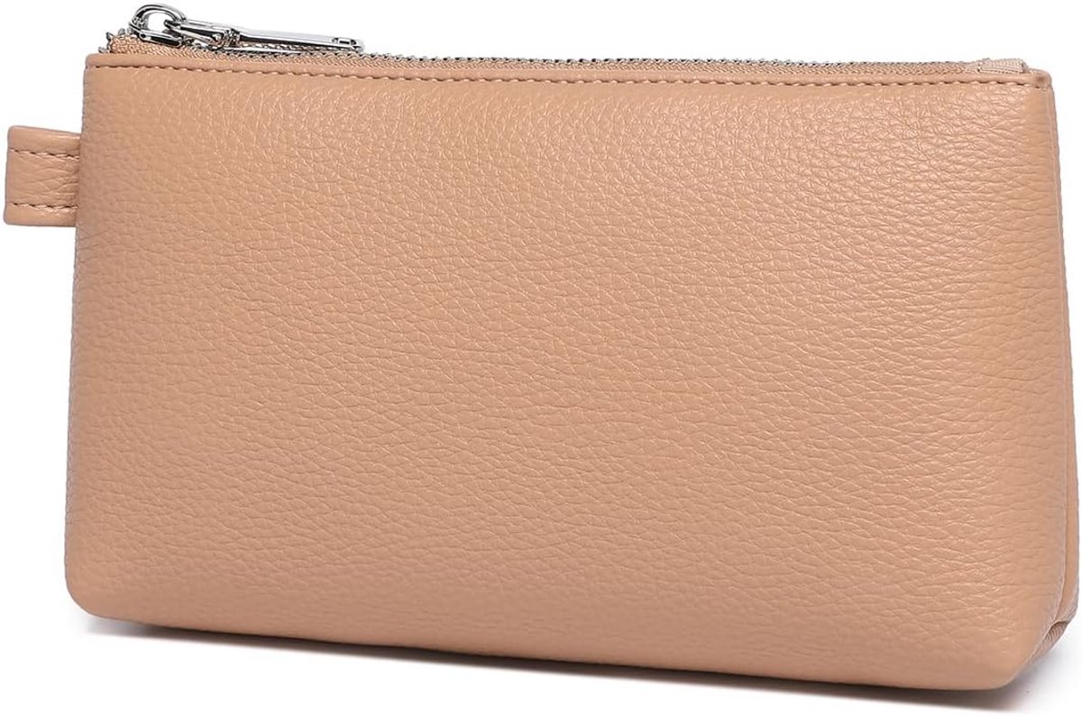 PU Leather Makeup Simple and Convenient Handbag Small Vintage Storage Bag, Camel Pink, Simple - ShopVlot
