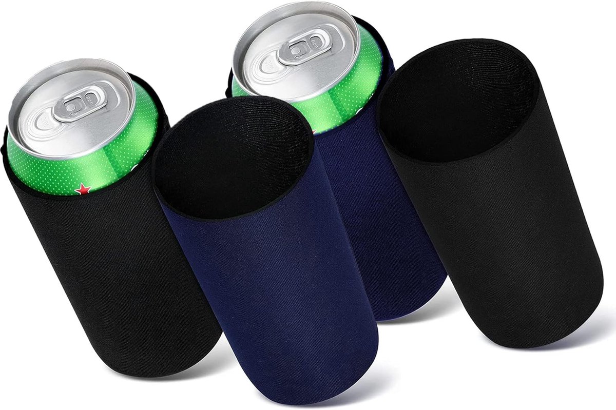 Box Cooler Tin Covers Neoprene 4 Pieces Beer Cans Cooler Beer Bottle Cover Cooling Cuff Bottles Beach Cool Black Navy - ShopVlot