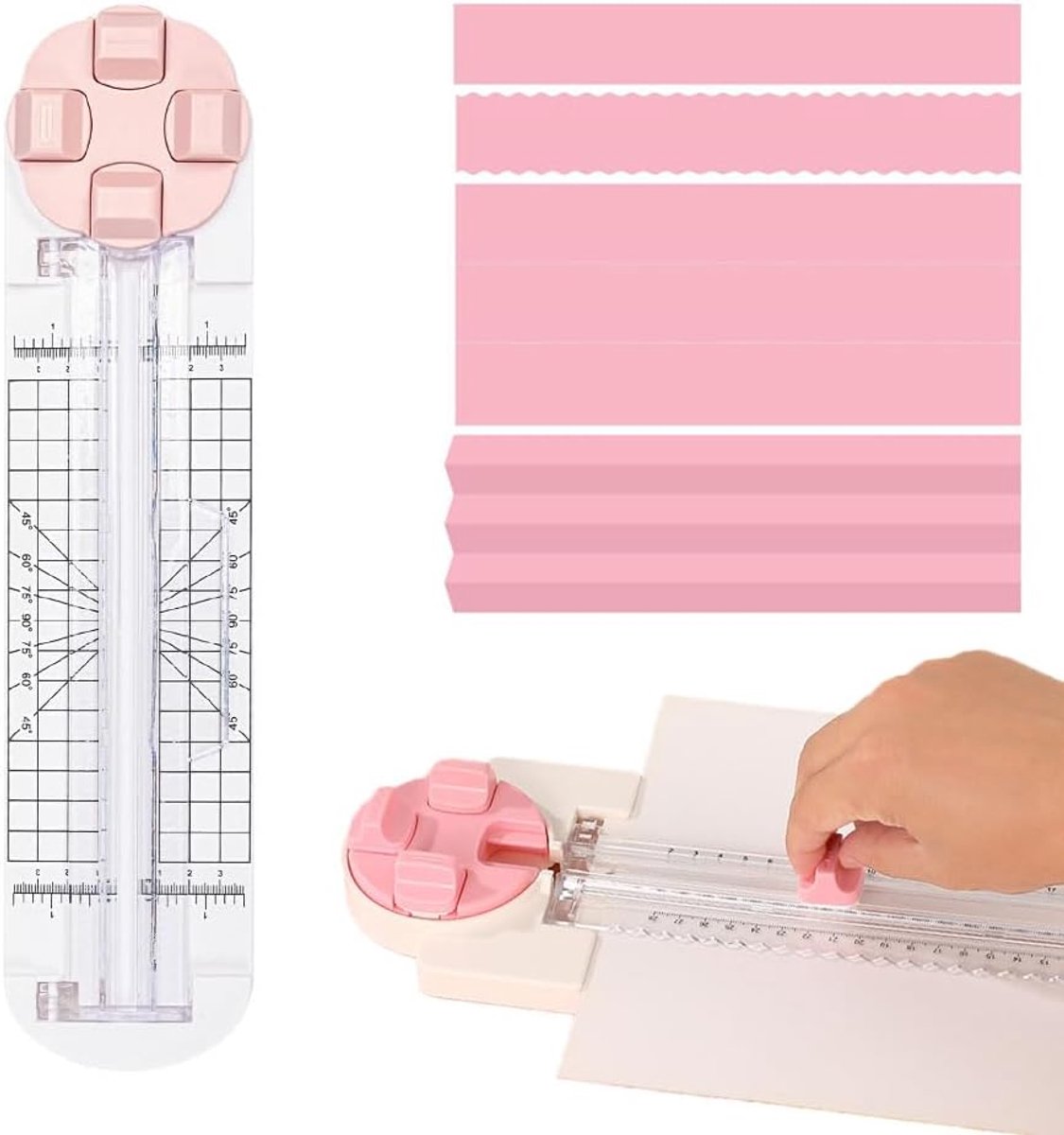 4-in-1 Paper Cutter, Paper Cutter, Portable P-Apired Cutter with Straight, Wavy, Ribbed Dial, Multifunctional Rotation - ShopVlot