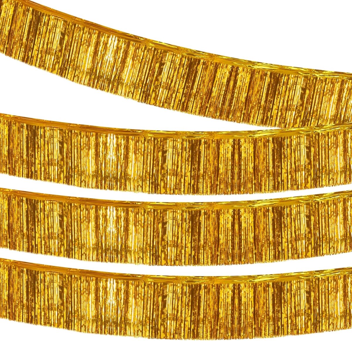 Lametta Fringe, 30 x 300 cm, Lametta Garland Gold, Shiny Tassels, Foil Garland, Metallic Foil Lametta Curtain for - ShopVlot