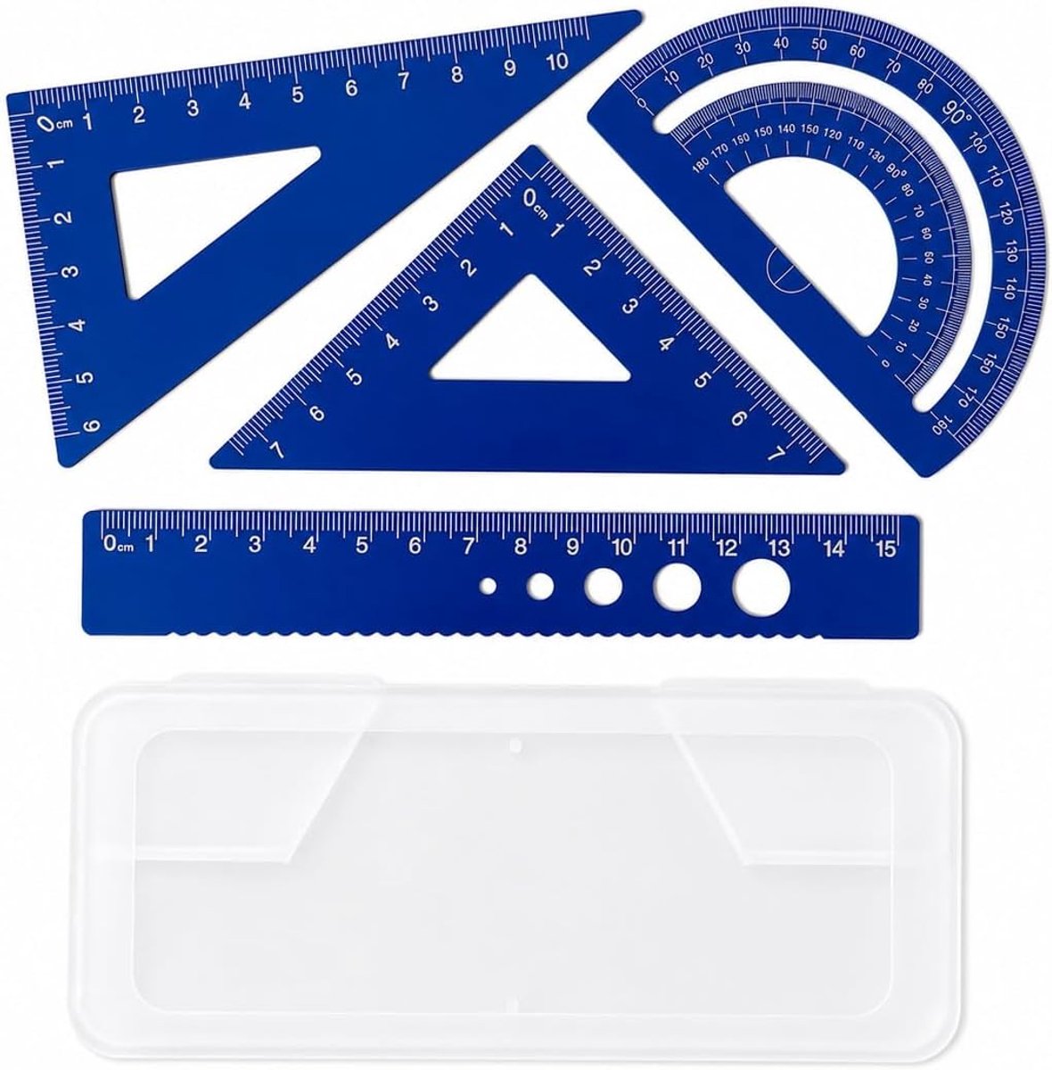 Set van 4 geometrische linialen van aluminiumlegering, 15 cm, technisch tekengereedschap voor wiskunde, ideaal voor - ShopVlot