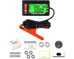 Digital tachometer with crocodile clip, no cable winding required, built-in interchangeable battery, adjustable - ShopVlot
