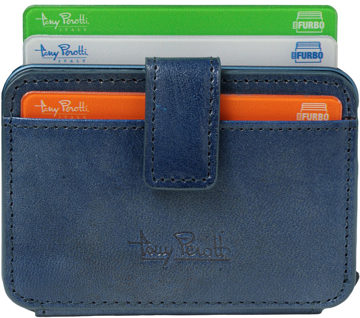 Tony Perotti Van Gogh EVO RFID leren Pasjeshouder met bankbiljetvak - Blauw