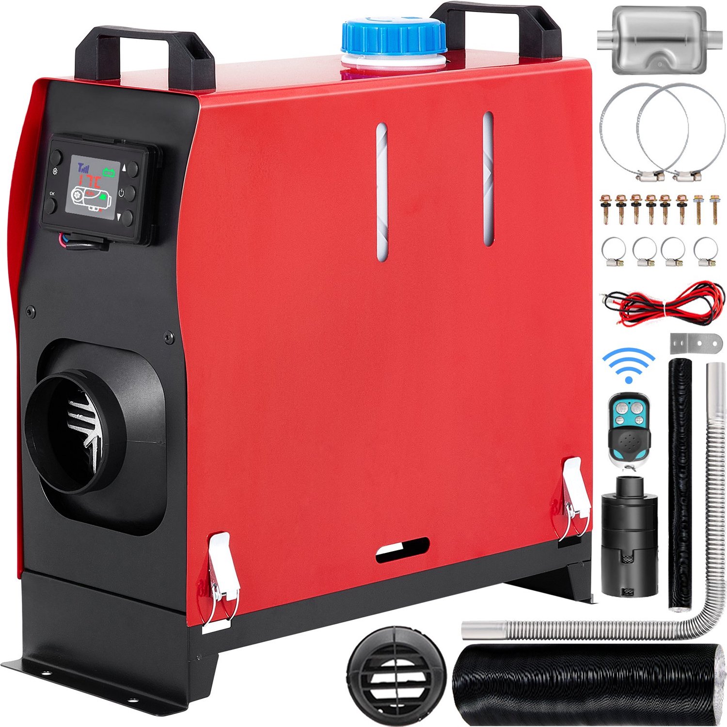 BLOSSOM Diesel Luchtverwarmer 5/8KW - 12V Standkachel - Met Bluetooth App & Afstandsbediening - Geluidsisolatie - LCD Display - Voor Auto Camper Vrachtwagen Boot - rood