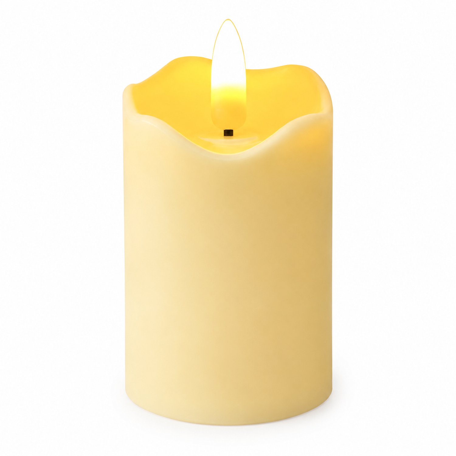 led kaarsen, 5 x 7 cm, kunststof kaarsvorm met verlichte vlam en golvende bovenrand, 12 per displaydoos
