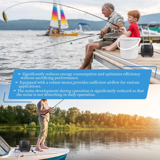Luchtpomp voor vijvers, 25 W Fish Pond Air Pomp, zeer stille pond oxygenator met conversieconnector, grote vijverluchtpompen voor visjachten, visboerderij en hydrocultuur — afbeelding 2