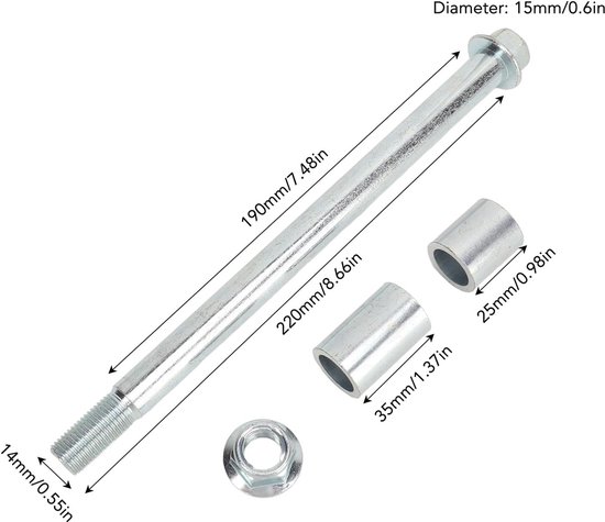 Vooras en Achteras voor Pit Pro Trail Dirt Bike - 15mm en 220mm — afbeelding 3