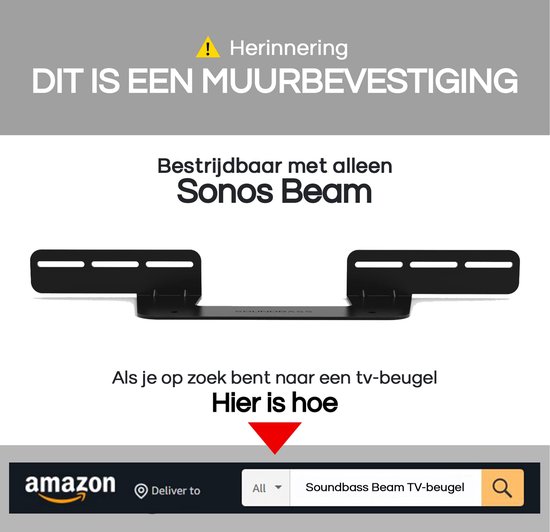 Beugel voor Sonos Beam - Muurbeugel - Bevestigingsbeugel - Inclusief montagehardware - Kantel-en draaibaar - Hoogwaardige accessoires — afbeelding 3
