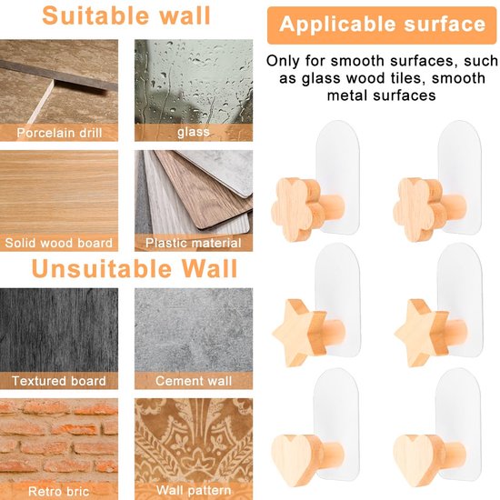 Set van 6 Zelfklevende Kinder Kledinghaken voor Wanddecoratie — afbeelding 3