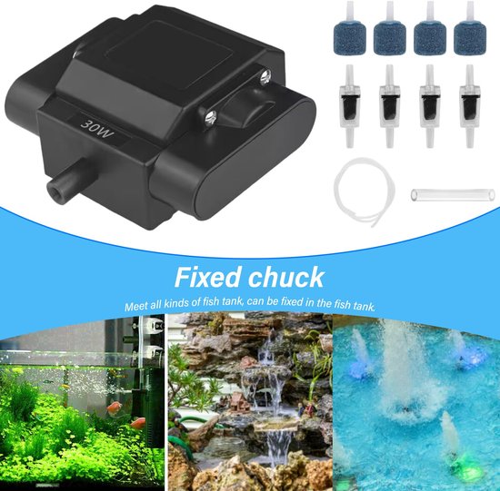 30W aquarium luchtpomp met 4 uitgangen: regelbare vijverbeluchter, instelbare krachtige beluchtingspomp krachtige stille zuurstofpomp vijverventilatie, tot 1800 l/u — afbeelding 4