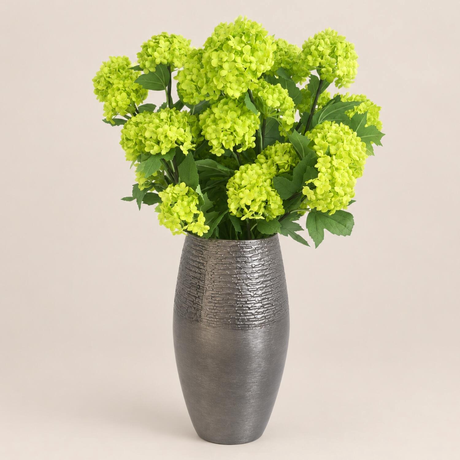 Bellatio Design Kunstbloem Viburnum / sneeuwbal Roseum - 6x - 60 cm - groen - losse steel - kunst zijdebloemen