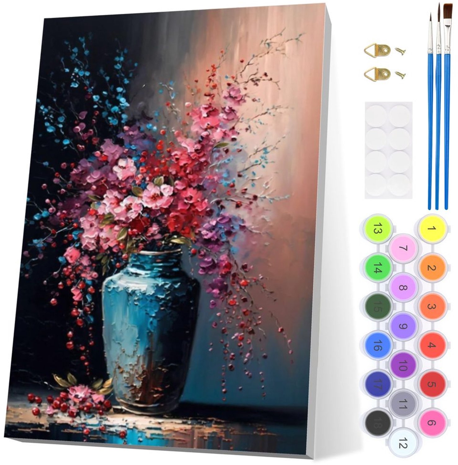 Bloemen Schilderen op Nummer Set voor Volwassenen met Frame