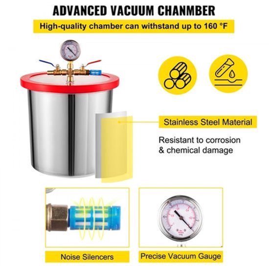 Vacuümpomp Eentraps - 3 CFM Pompsnelheid - 1/4 PK Vermogen - 3 Gallon Inhoud - Aluminiumlegering - Voor Airconditioning Onderhoud — afbeelding 3