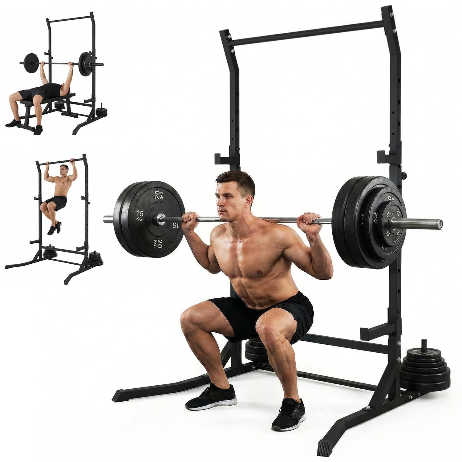LIFERUN Power Tower - Pull-up Bar & Krachttoren - met lange halter - voor Thuis Gym