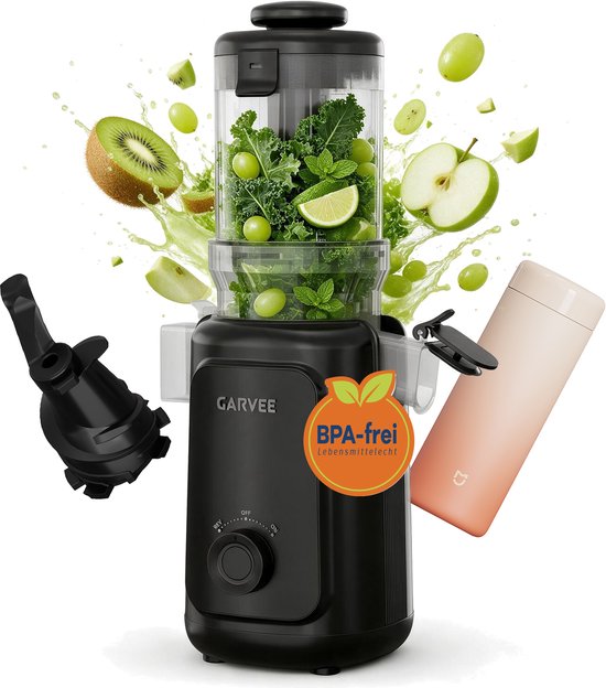 Koudpers Slowjuicer – XXL Vulopening – 98% Rendement – BPA Vrij – Fluisterstil – Eenvoudig te Reinigen – Zwart — afbeelding 5