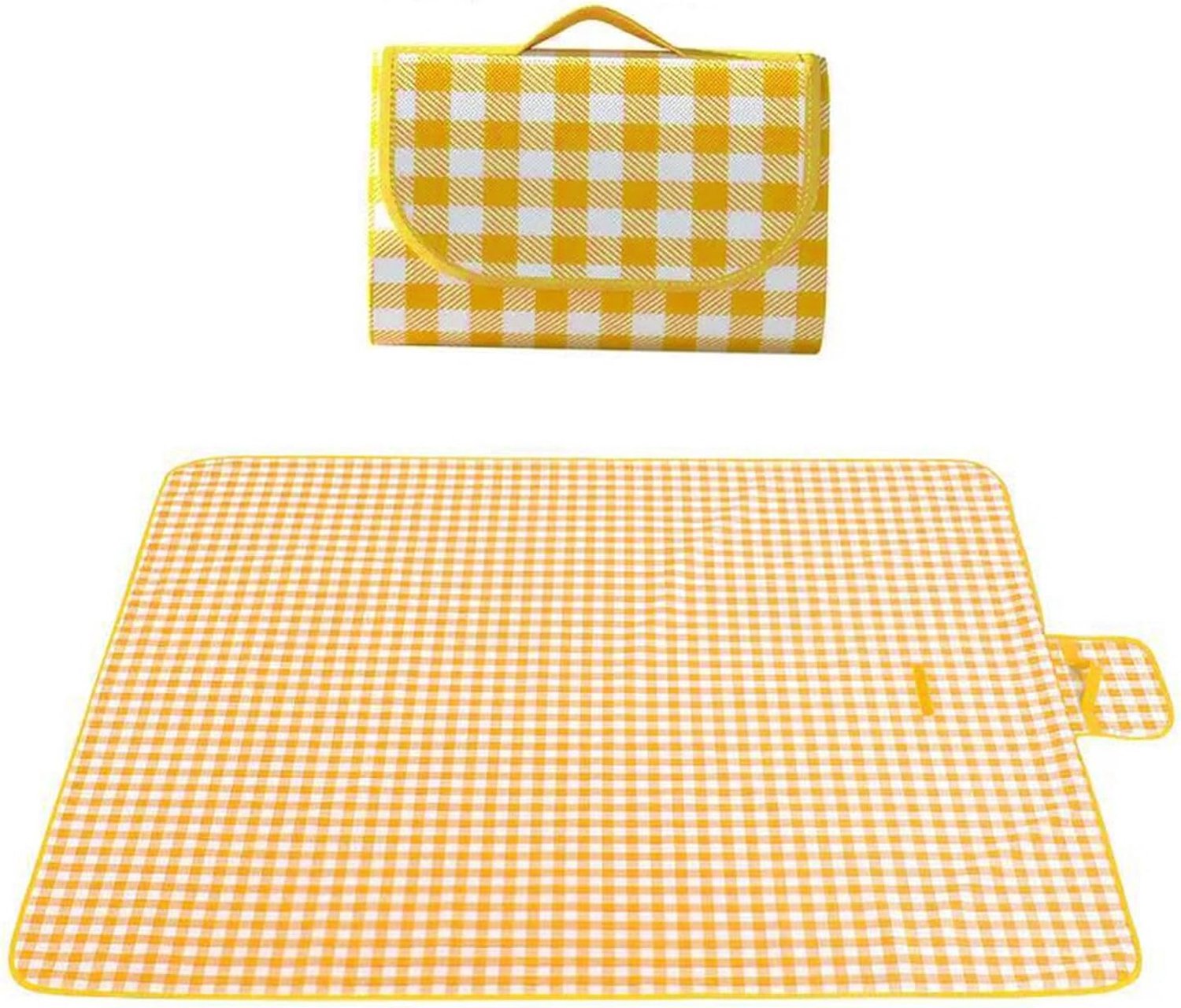 Extra groot, draagbaar, dun en waterdicht strandkleed – geschikt voor kamperen en buitenactiviteiten – opvouwbare buitenmat (78 x 78 inch) – geschikt voor kamperen, parken, gezinnen, volwassenen, kinderen en huisdieren (Geel XXL)