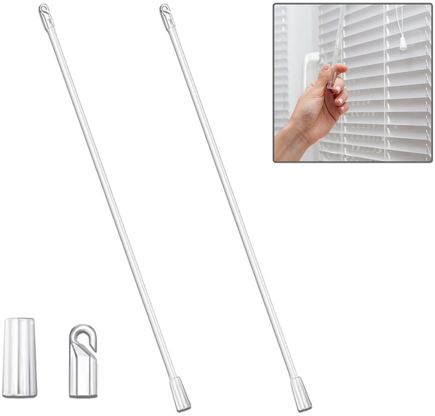 Set van 2 Duidelijke Blind Tilt Staven met Haak en Grip