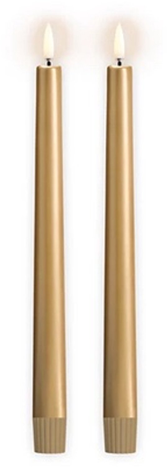 Gouden LED Dinerkaarsen 25 cm hoog – Set van 2 – Uyuni - Veilige Kaars