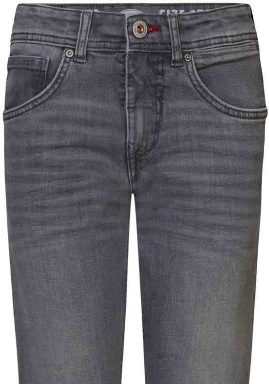 Grijze Petrol Industries regular tapered jeans met wassing, zakken en een zilverkleurige knoopsluiting.