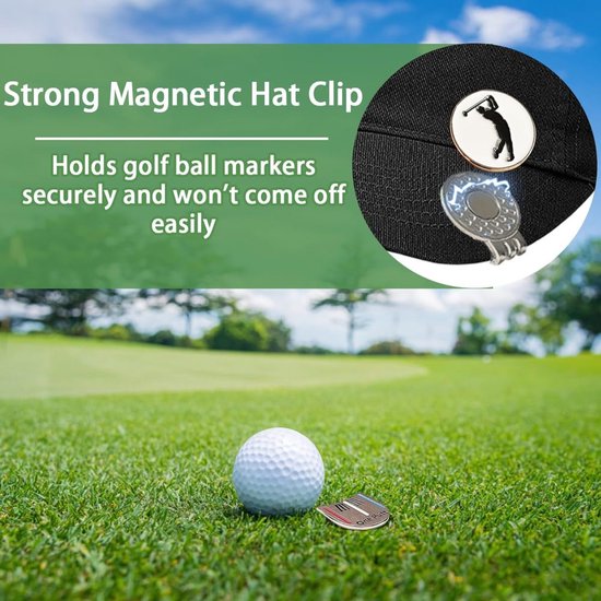 Set van 8 Golfbal Markers met Magnetische Hoedclips — afbeelding 3