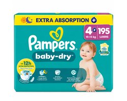 Pampers - Baby Dry Luiers Maat 4+ (10-15 kg) - 5 x 39 stuks - Voordeelverpakking