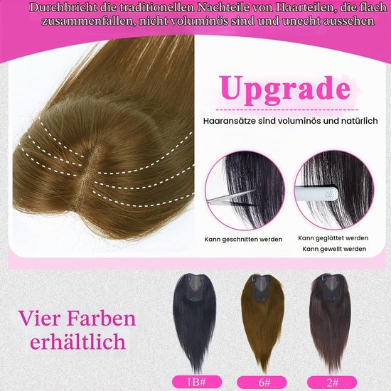 Haarstukken voor vrouwen, echt haar, topper voor dun haar, onzichtbare opvulling, handgeknoopt, Zwitserse kantbasis, zonder pony, realistische haarlijn, lichtbruin — afbeelding 3
