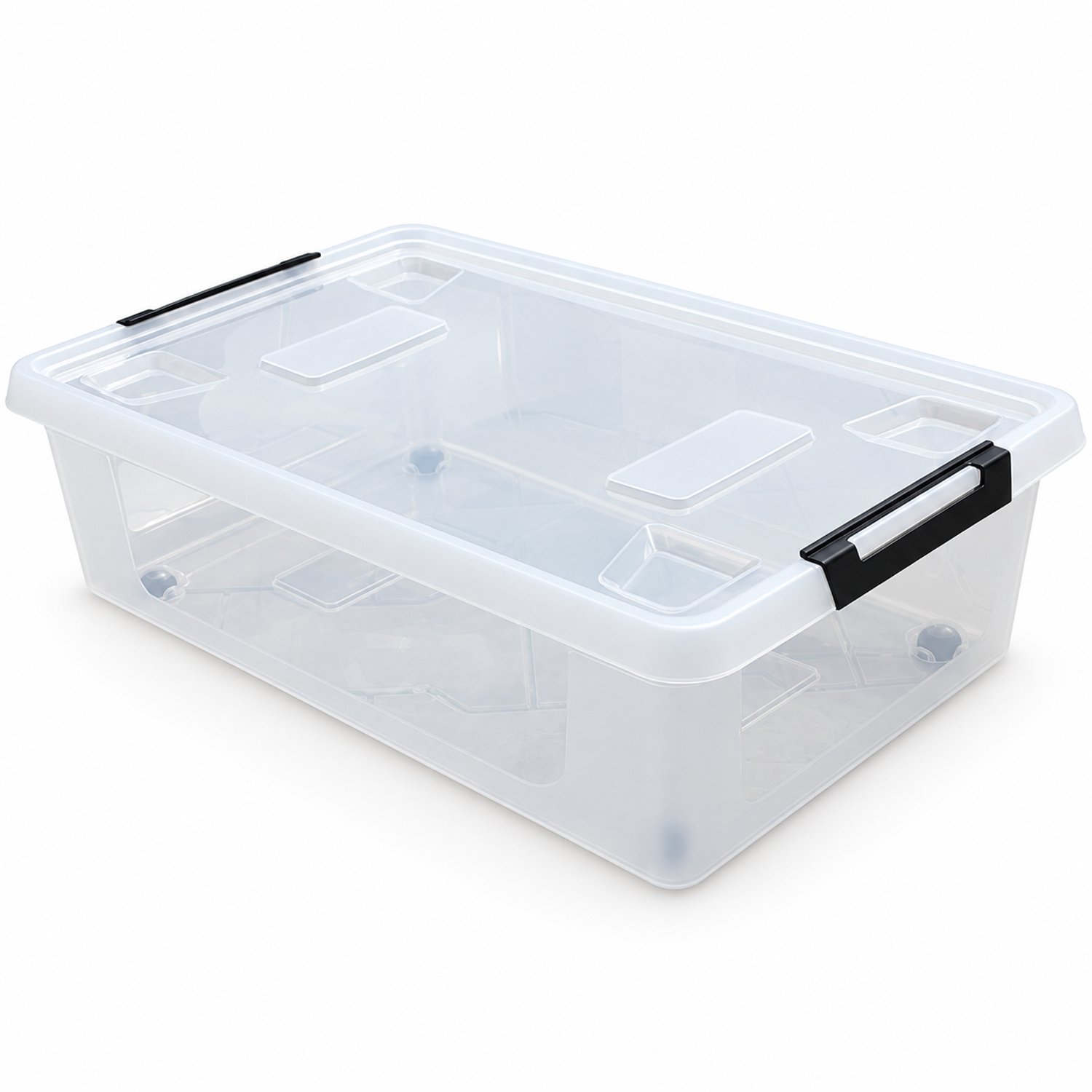 HL Agenturen HL Opbergbox met deksel - 30 liter - Opbergdoos met wieltjes - onderbedbox - Stapelbaar - Kunststof - Transparant