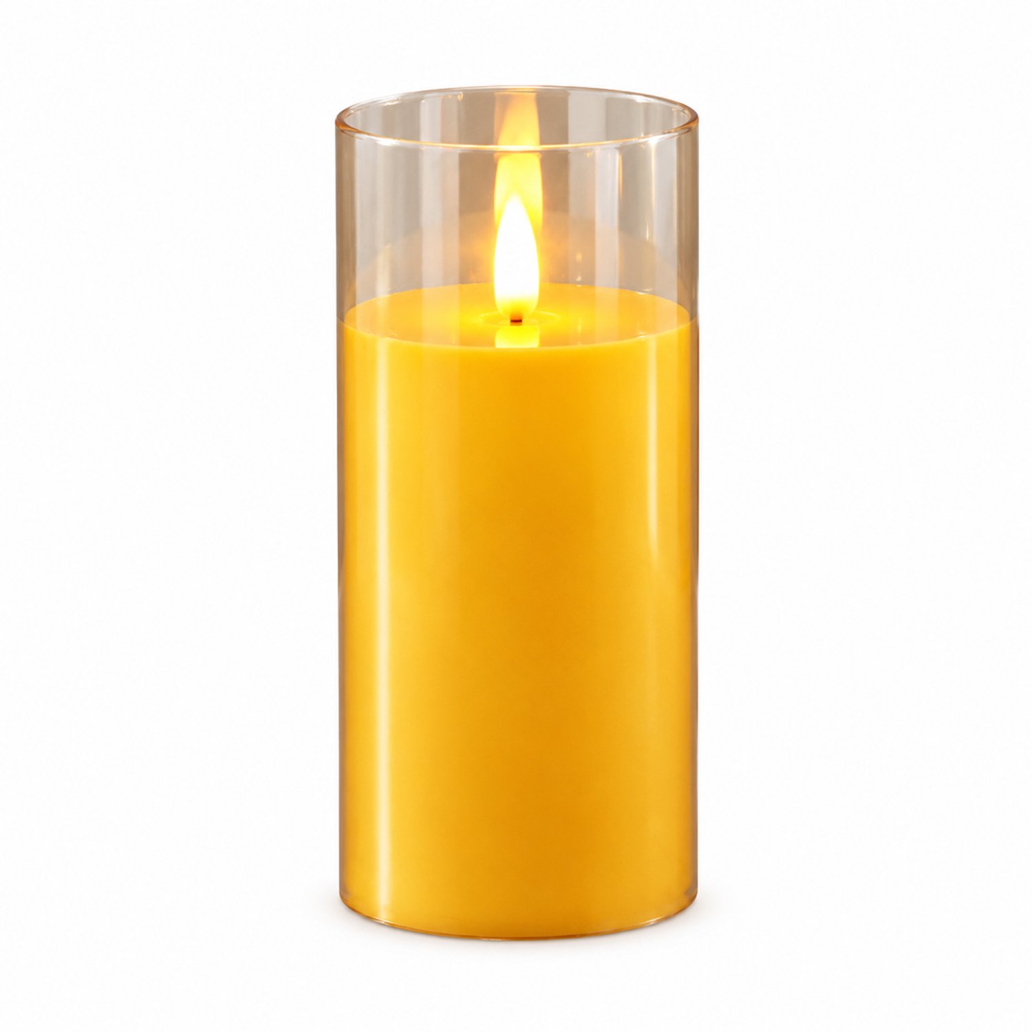 SWGOTA led kaarsen - bruine elektronische kaars, 7,5 x 15 cm, warm licht en transparante cilindervormige kap