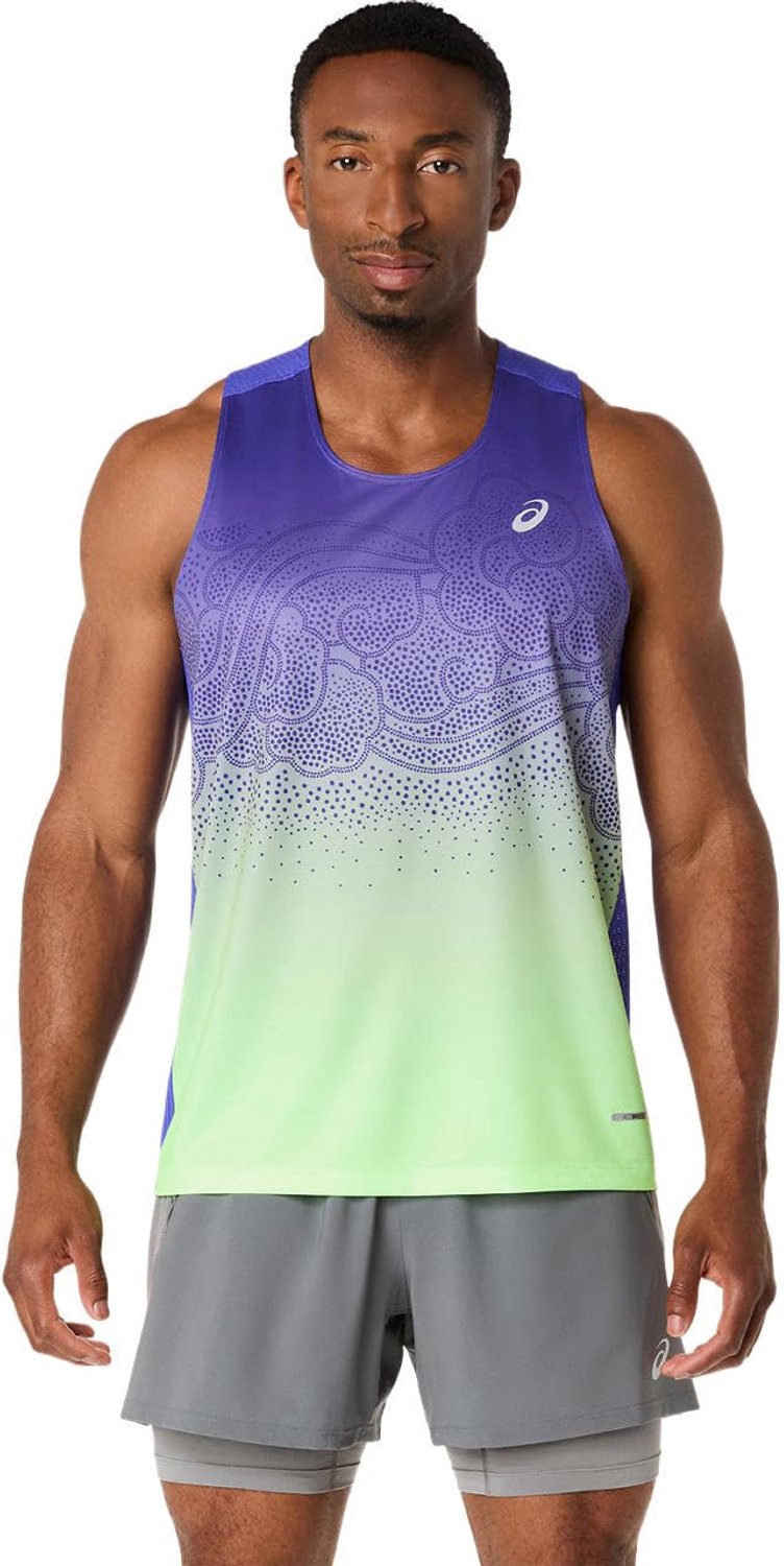 Asics ROAD FADE Hardloop Singlet Heren S Groen