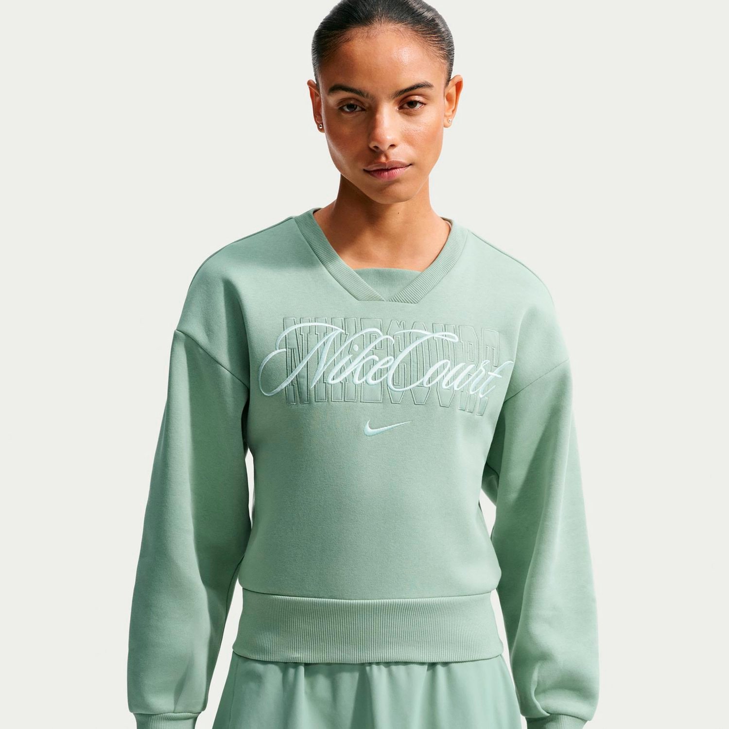 Nike NikeCourt Fleece Crew Sweatshirt Dames Groen