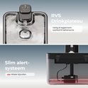 Hygiënisch RVS drinkplateau en slim waarschuwingssysteem voor laag waterniveau in de Cat Elite fontein.