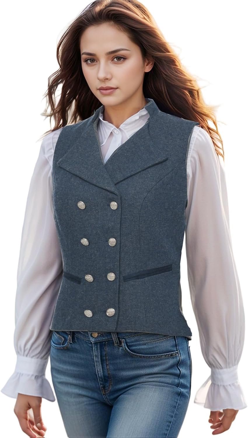 Damesvest, tweed, smal model, 2 knopen, zakelijk