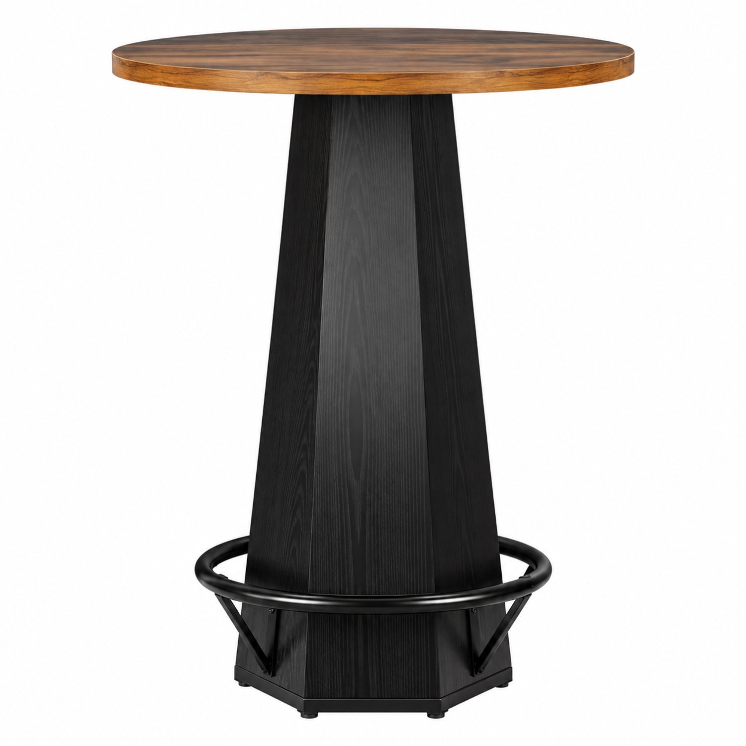 VILIMA - Statafel - Bartafel - Feesttafel - Industrieel design - 100 meter hoog - Diameter 80 cm - Met voetensteun - Zwart - Hout