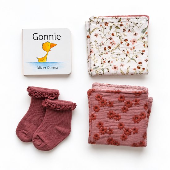 Kraamcadeau pakket - meisje - roze - eend - boekje- Babyshower cadeau - Kraammand - Babycadeau - romper — afbeelding 3