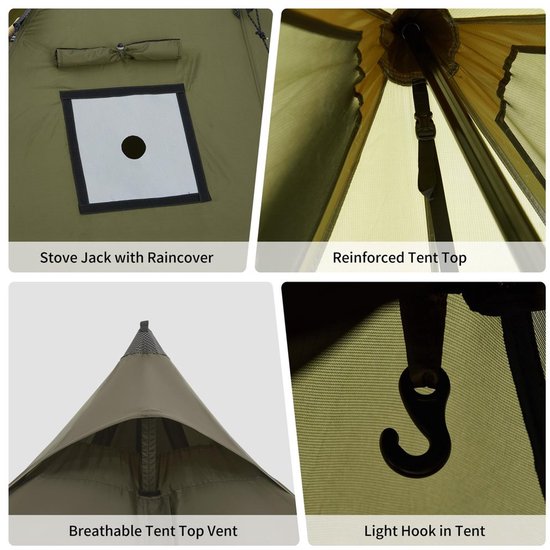 Pyramid Tent voor 2-4 Personen met Stove Aansluiting — afbeelding 5