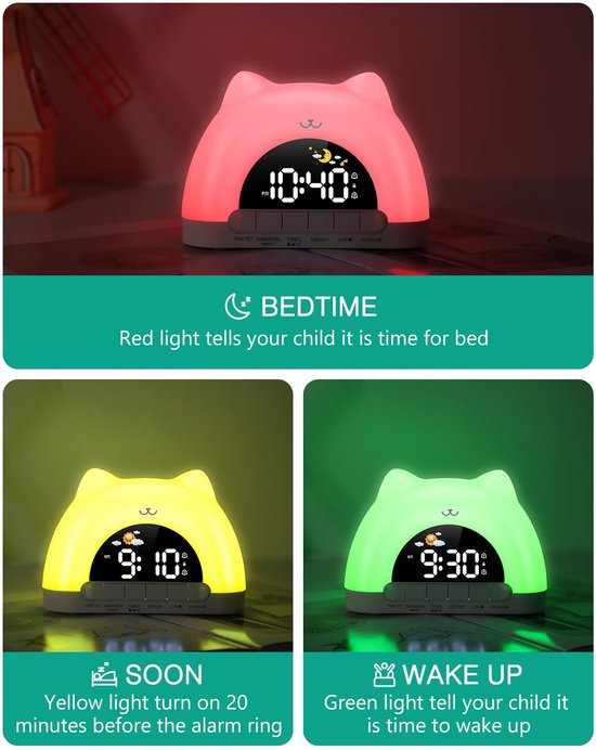 Digitale Kinderwekker met RGB Nachtlamp en Dubbele Alarmfunctie — afbeelding 5