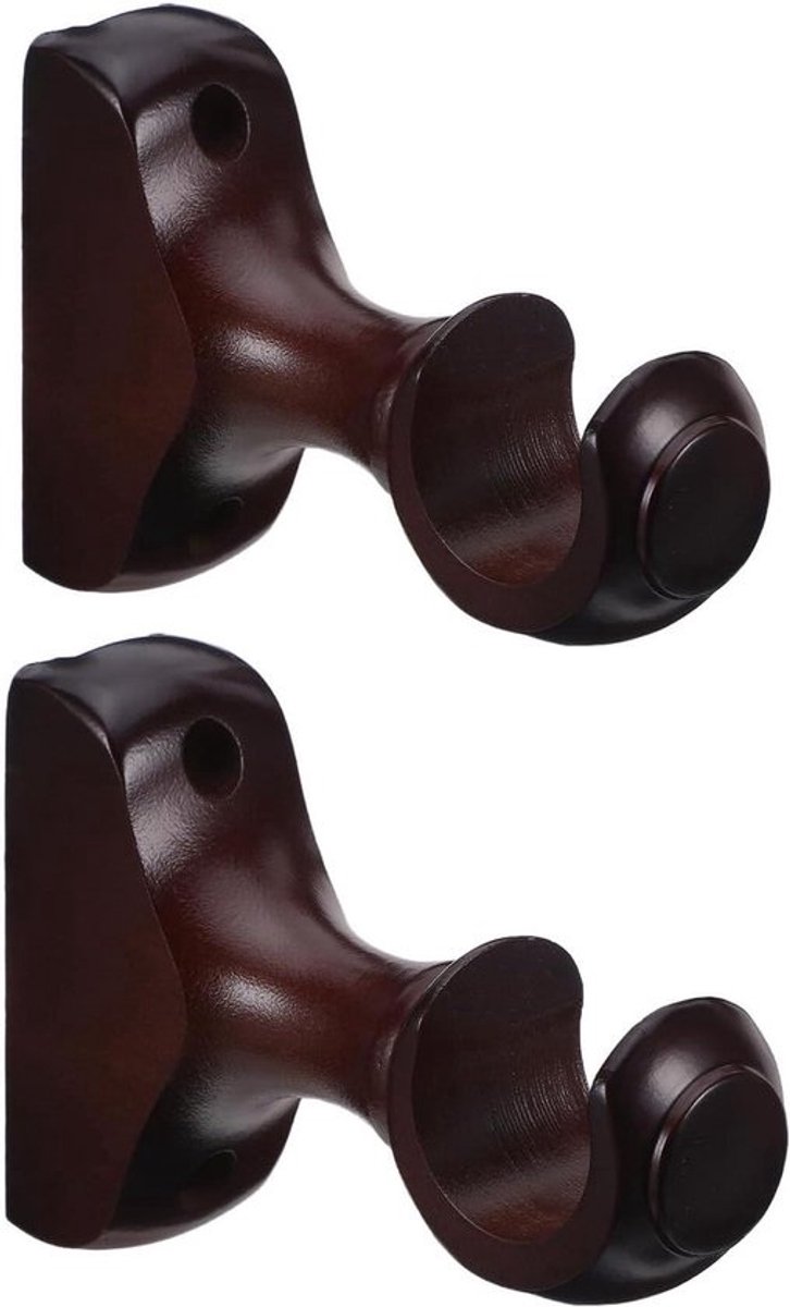 Houten beugels voor gordijnroede - Steunen voor roedehouders - Raamdecoratie ophangen - Stabiele, stevige bevestiging - 12 x 86 cm - Bruin
