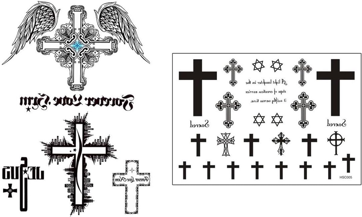 Tijdelijke vleugels tatoeage kruis religieuze tattoo J501 HSC005
